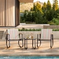 thumbnail image 2 of Noelse 3 Piece Outdoor Patio Bistro Set with Rocking Chairs, Weather-Resistant Textilene Conversation Set with Coffee Table for Porch, Balcony, Lawn, Stripe, 2 of 9
