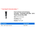 thumbnail image 2 of Front Left Strut and Coil Spring Assembly - Compatible with 2005 - 2015 Toyota Tacoma Base RWD 2006 2007 2008 2009 2010 2011 2012 2013 2014, 2 of 2