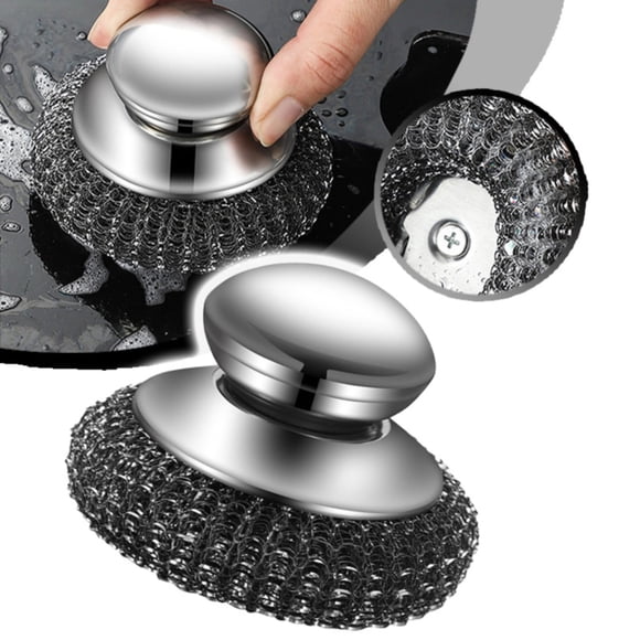 Shiogb Brosse à Récurer avec Manche, Brosse de Lavage Nettoyante Éponge à Récurer pour Vaisselle, pour Nettoyer Casseroles Poêles Grils, Brosse à Récurer Robuste