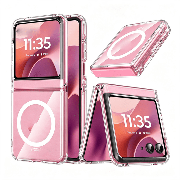 KUMEE for Razr 2026/2025 Case Compatible with Transparent Magnetic Shockproof Military-Grade,Hinge Protection,Slim Cover Anti-Yellow Bumper Phone Case for Moto Razr 2026/2025