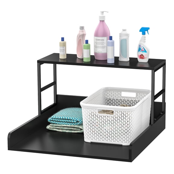 Yedigre 27.5" 2-Tier Washer Dryer Countertop with Shelf – Laundry Room Storage Organizer with Anti-Slip Strips & Edge Rails