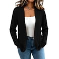 thumbnail image 4 of BXJX Womens Knit Cardigans, Casual Long Sleeve Lightweight Open Front Cardigan Sweaters with Pockets Black Size 2XL, 4 of 7