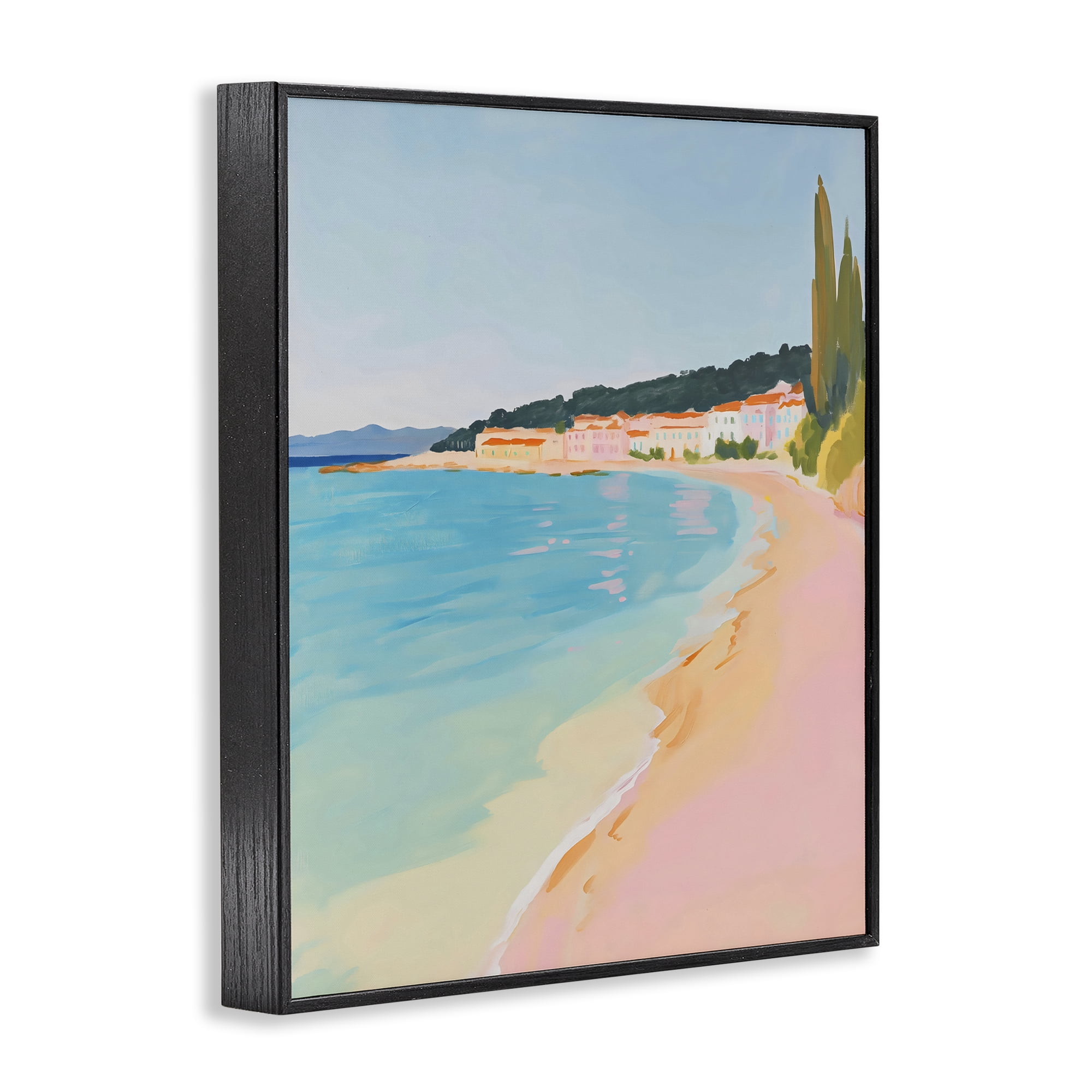 Stupell Industries Abstract Village By The Sea Black Framed Giclee Art, design by The Prints Vibe