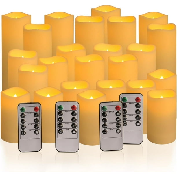 Paquete de 24 velas LED sin llama con control remoto y temporizador