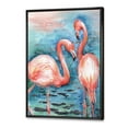 thumbnail image 3 of Designart 'Pink Flamingos Love Birds In Blue Water I' Farmhouse Framed Canvas Wall Art Print, 3 of 5