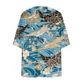 thumbnail image 5 of FAFWYP Women's Floral Print Boho Chiffon Cardigan 3/4 Sleeve Open Front Lightweight Draped Kimono Cardigan Summer Beach Cover Up Casual Blouse Tops, 5 of 5