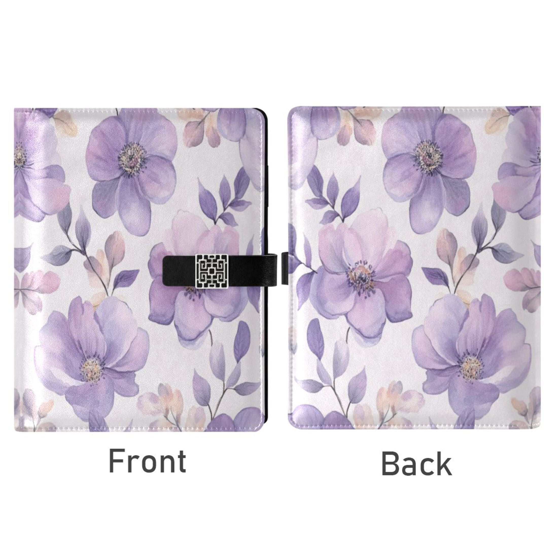Leather Planner Leather Notebook Notebook Journal Binder Design Pen Pocket Design Convenient for Storage Vibrant Lavender Flowers