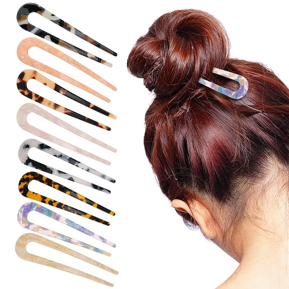 WORGEOUS 8 Uds horquillas para el cabello horquillas en forma de U palillos para el cabello pinzas para moño accesorios para el cabello de mujer