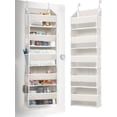 thumbnail image 1 of TEMOGU-1-Pack Over Door Organizer with 5 Large Pockets 10 Mesh Side Pockets, 44 lbs Weight Capacity Hanging Storage Organizer with Clear Window for Bedroom Bathroom Kitchen, RV, Camper, Beige, 1 of 4