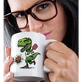 thumbnail image 2 of 3drose, Funny Cute T-rex Dinosaur Playing Pickleball Sports Cartoon, 11oz Mug, 2 of 6