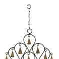 thumbnail image 4 of DecMode 14" Black Metal Bell Windchime with Bells and Chain Ring Hanger, 4 of 7