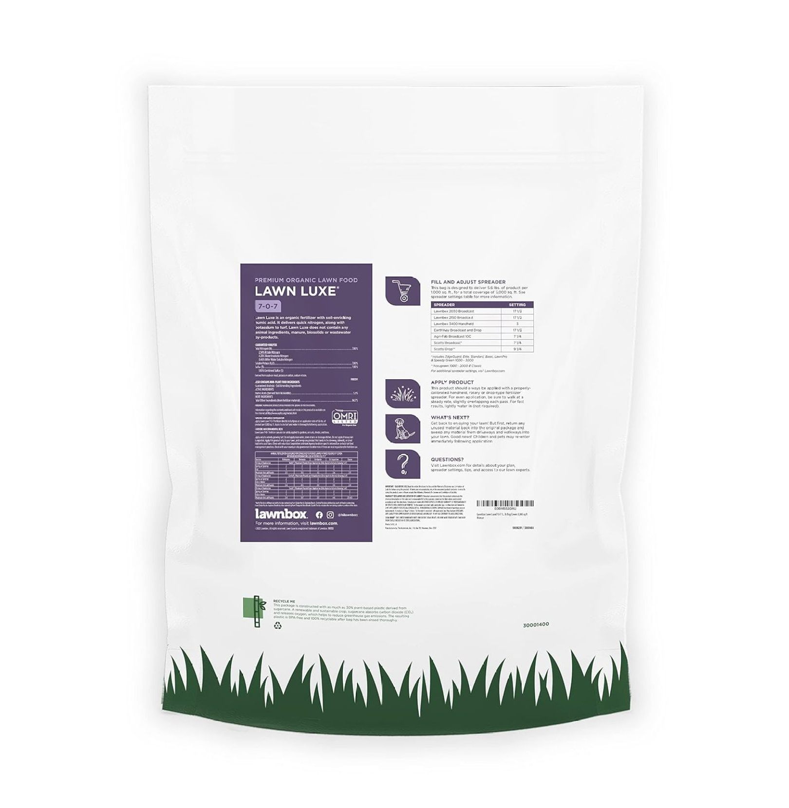 Lawn Luxe 7-0-7 100% Organic Summer Grass Fertilizer 28 lb Bag Covers 5,000 sq ft…