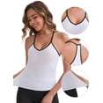 thumbnail image 3 of DARING DIVA Women's Colorblock Ice Silk Spaghetti Straps V Neck Tank Top S White, 3 of 6