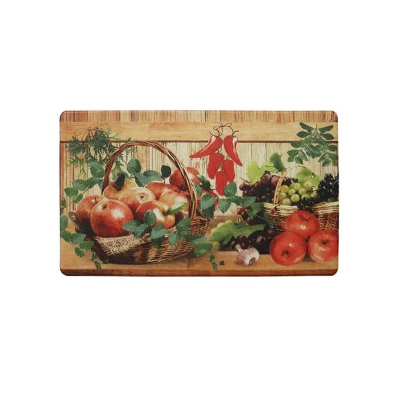 Fresh Linen Collection Anti Fatigue Kitchen Floor Mat - Non Slip Foam Comfort Standing Mat with Stain & Water Resistant Surface (Chef Mat Apples & Grapes, 20" W x 39" L) OVERSIZED
