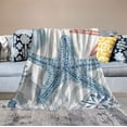 thumbnail image 2 of COMIO Abstract Nautical Coastal Throw Blanket for Couch - Watercolor Beach Ocean Theme Starfish Seashell Coral Lightweight Soft Blankets and Throws for Sofa, 2 of 6