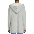 thumbnail image 3 of No Boundaries Juniors Cardigan Sweater with Faux Sherpa Hood, 3 of 5