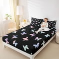 thumbnail image 4 of Homewish Gradient Colorful Butterfly Twin Sheet Sets,Cartoon Animal Twin Fitted Sheet,Rainbow Ombre Flat Sheet For Girl,Luxury Bedroom Decor,3pcs, 4 of 7