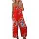 thumbnail image 1 of ICHUANYI Clearance Women Print Jumpsuit Pajamas Casual Sling Wide Leg Long Pants(Red, M) ICHUANYI WER2023081008443, 1 of 5