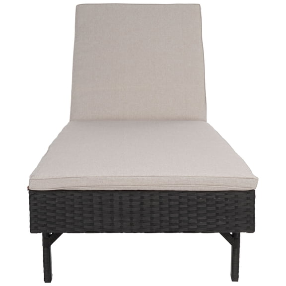 SAFAVIEH Cam Contemporary Modern Outdoor Patio Sunlounger, Black/Light Grey