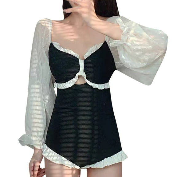 Sngxgn Women's Racerback Swimsuit Bathing Suit(Black,One Size)