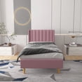 thumbnail image 2 of Zanmintaobo Upholstered Platform Bed Frame with Tufted Wingback, Twin Size, Pink, 2 of 8