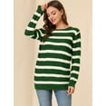 thumbnail image 2 of INSPIRE CHIC Women's Round Neck Long Sleeves Drop Shoulder Loose Striped Tunic Sweater, 2 of 6
