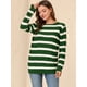 thumbnail image 2 of INSPIRE CHIC Suéter de rayas túnica con hombros descubiertos y cuello redondo para mujer Verde oscuro L, 2 of 6