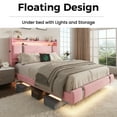 thumbnail image 2 of NEGYLIM Floating Bed Frame Full Size with LED Lights, Easy to Assemble, Metal Platform Bed with Storage Headboard, No Box Spring Needed, Pink, 2 of 12