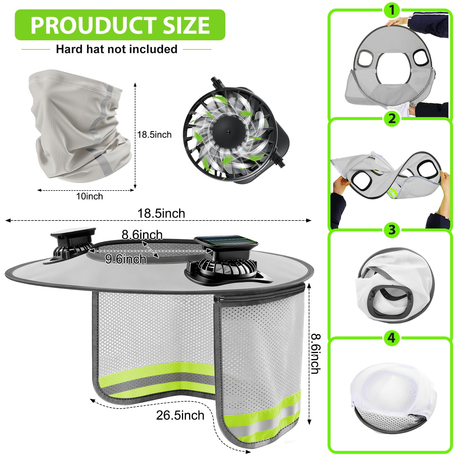 Hard Hat Sun Shade, Hard Hat Visor Full Brim Hardhat Sun Shield