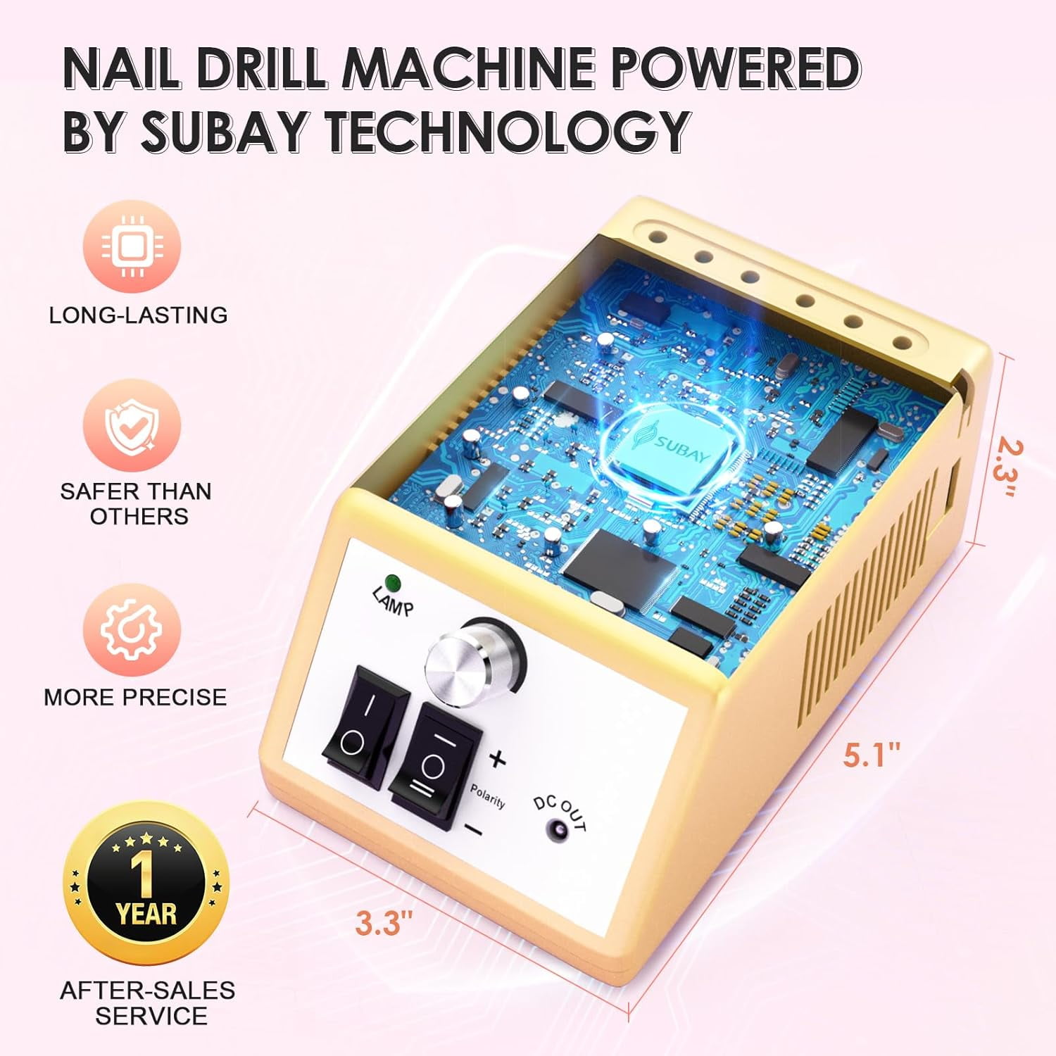 Professional Finger Toe Nail Care Electric Nail Drill Machine Manicure Pedicure,Gold