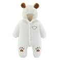 thumbnail image 3 of Baby Jumpsuit White Onesie Baby Long Sleeve Thermal Bear Ear Hooded Romper Warm Baby Boy Clothes Boy Baby Clothes 0-3 Months, 3 of 4