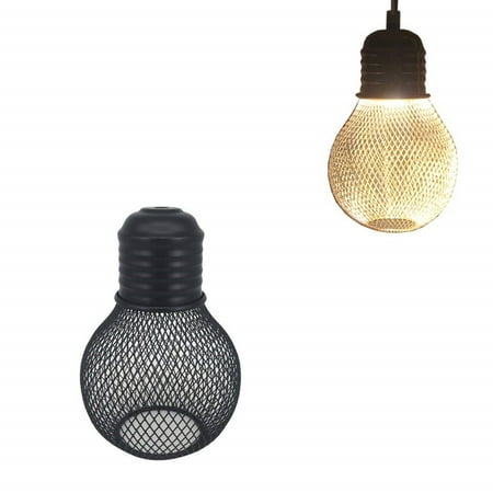 

FSLiving Industrial Vintage Black Metal Bulb Guard Iron Mesh Fixture Replacement Hanging Ceiling Pendant Light Holder Decorative Lamp Shade Light Socket Not Included - 1 Pack