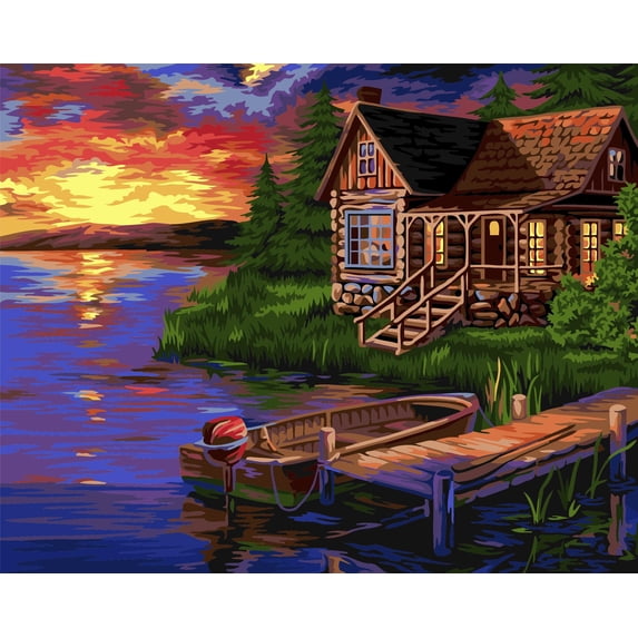 Painting by Numbers kit Crafting Spark Evening Harbour A090 19.69 x 15.75 in