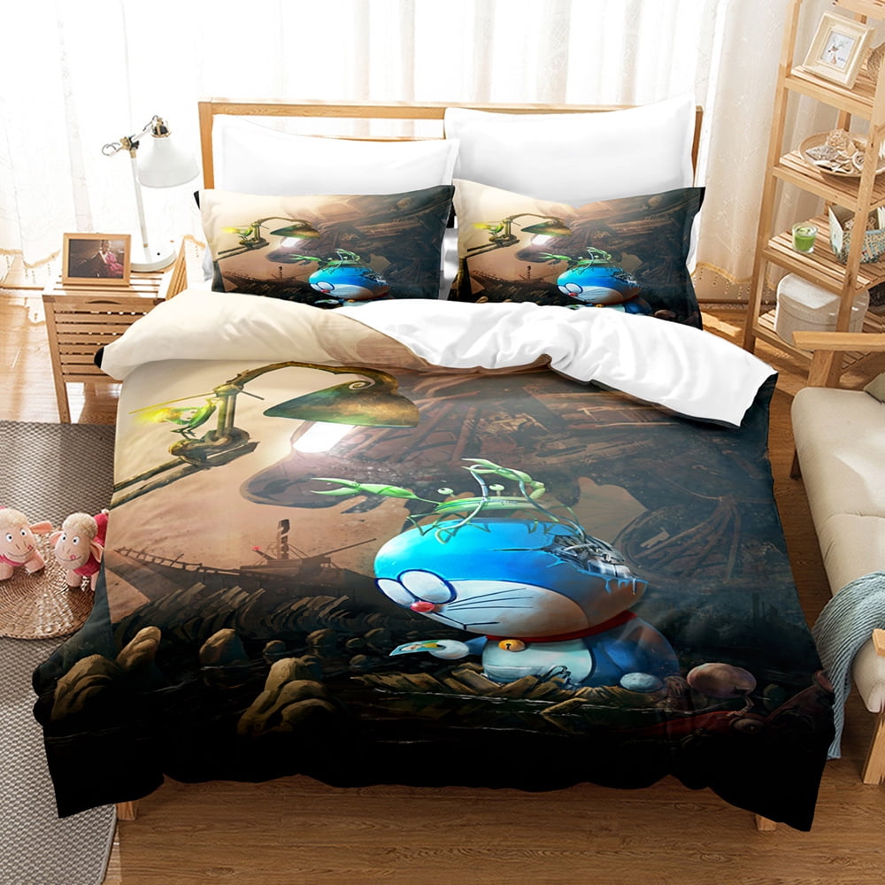 Doraemon Anime Bedding Sets 3d Printed Duvet Cover Cartoon Bedroom Bed ...