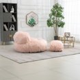thumbnail image 3 of Bean Bag Chair with Footstool for Kids Adults, Comfort Faux Fur Lazy Sofa with Backrest, Durable High Back Lounger Single Chair for Living Room, Pink, 3 of 8