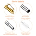 thumbnail image 4 of Unique Bargains 4Pack Reusable Metal Straws Telescopic Stainless Steel Straw Gold Flat Case, 4 of 6