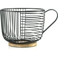thumbnail image 5 of Coffee Pod Holder - Large Capacity Black Wire Kup Storage with Wooden Base - Modern Coffee Basket Decor for Kitchen Countertop for Pods & Espresso Capsules，Black, 5 of 5