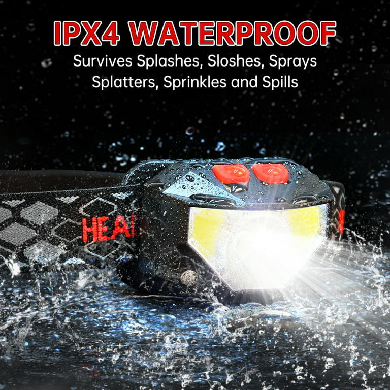 2 Packs Rechargeable LED HEADLAMP, Ipx4 Waterproof Head Flashlight, 6 Modes Motion Sensor HEADLAMP, 60tilt Flashlight Headlamps 800 Lumen Headlight
