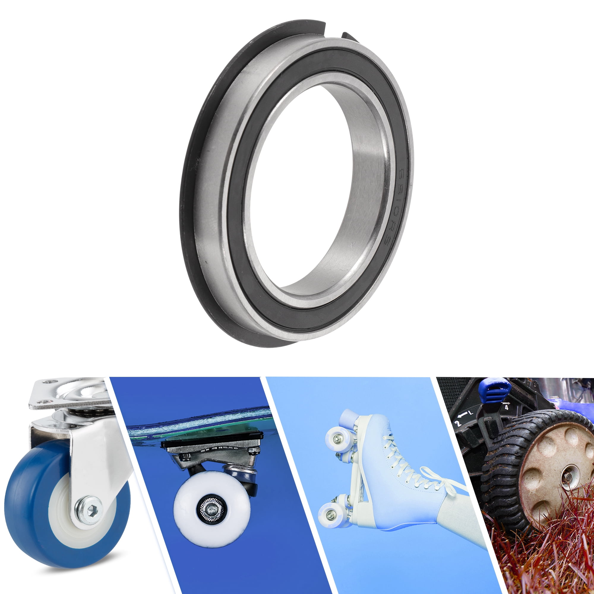 Unique Bargains 6910NR2RS Deep Groove Ball Bearings 50x72x12mm P0 Double Rubber Seal Lubricated Bearings 1 Pc Car Scooter Skateboard Wheel Universal Silver Tone Black