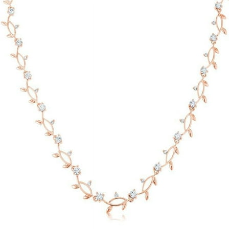 Rose Gold Tone Vineyard Necklace, Pink