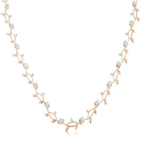 Rose Gold Tone Vineyard Necklace, Pink