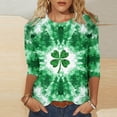 thumbnail image 2 of BLVB St. Patrick's Day T-Shirt for Womens Shamrock Printed 3/4 Sleeve Casual Graphic Tee Tops Cute Crewneck Blouses, 2 of 5