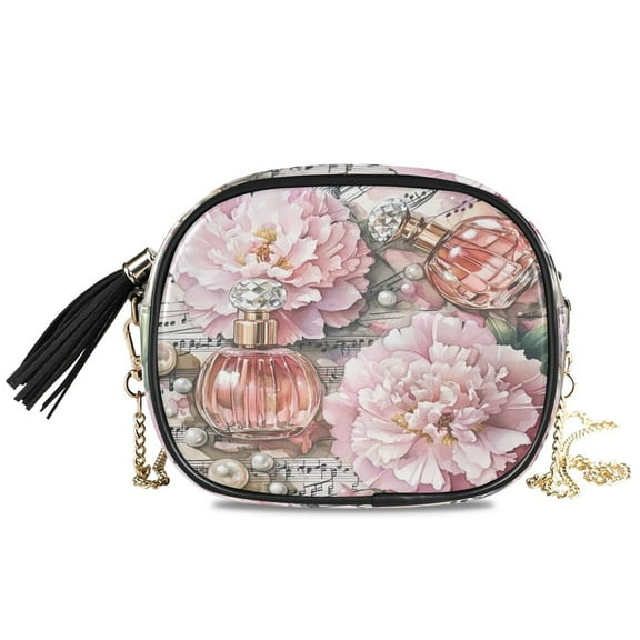 Womens Casual Chain Shoulder Bag Simple style Perfume and Flowers Crossbody Bag
