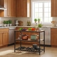 thumbnail image 2 of OUYAWEI Kitchen Island 3-Tier Storage Shelf Sturdy Steel Frame Multi-Functional Black Brown, 2 of 7