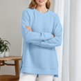 thumbnail image 2 of FYEGRE Women's Oversized Sweatshirts Crewneck Long Sleeve Tunic Pullover Shirts Side Zipper Hoodies Light Blue XXL, 2 of 2
