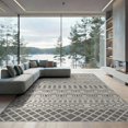 thumbnail image 2 of ODIKA 8'x10' Gray Cream Multi Band Geometric Striped Washable Area Rug Horizontal Banded Layout with Diamond Lattice Non-Shedding, Easy Care, for King Size Bedroom Under Bed, Master Suite, 2 of 7