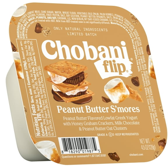 Chobani Flip Low-Fat Greek Yogurt Peanut Butter S'mores 4.5 oz Cup