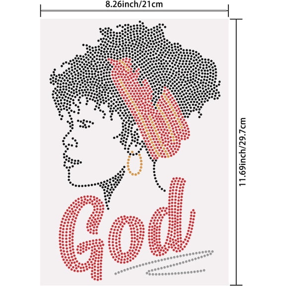 1pc Fanish Girl Iron on Rhinestones Heat Transfer Design God Costume Heat Transfer Melanin Apparel T-Shirt Hot fix Rhinestone Bling Decals for T-Shirts Vest Jacket