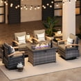 thumbnail image 2 of MEISSALIVVE 7 Pieces Patio Furniture Sets with Fire Pit Table, Wicker Outdoor Conversation Sets with 4 Swivel Rocker Chairs and Side Table(Grey), 2 of 7
