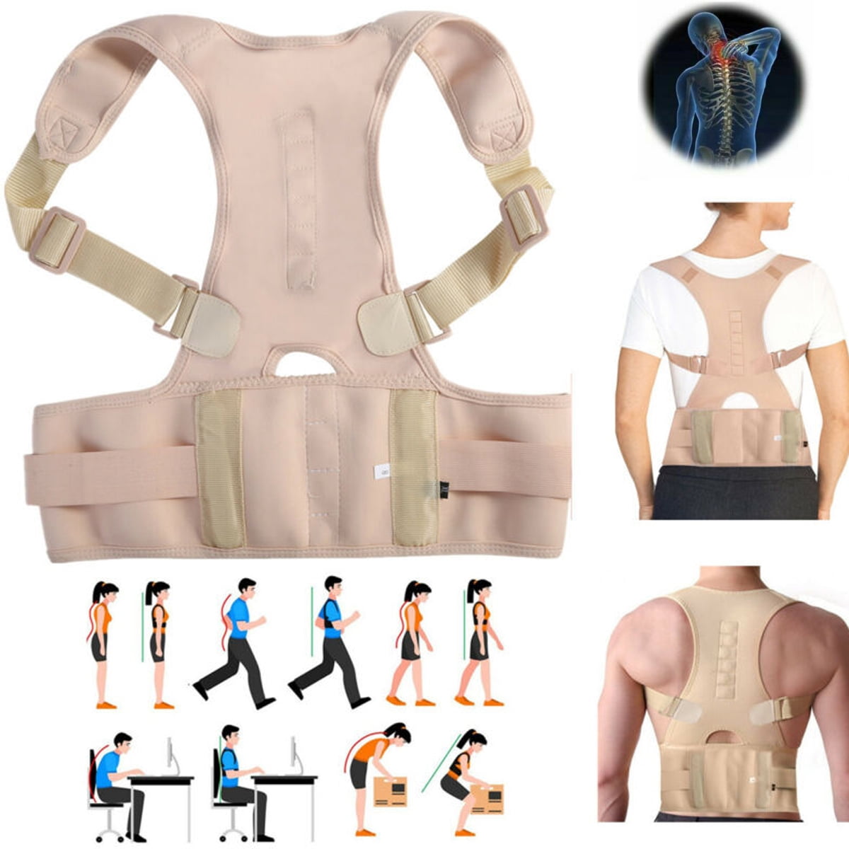 BSAH Adjustable Adult Back Posture Corrector Brace For Back Pain Relief